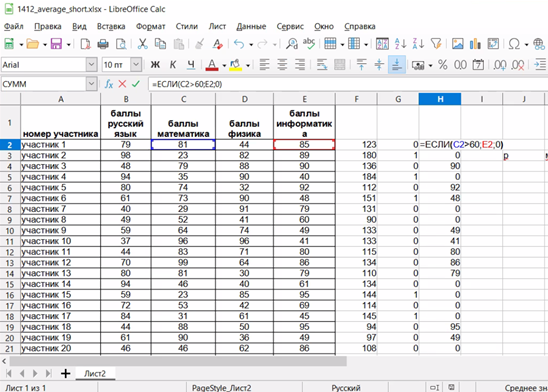 Рисунок 1. Работа ученика выполнена в MS Office Excel.